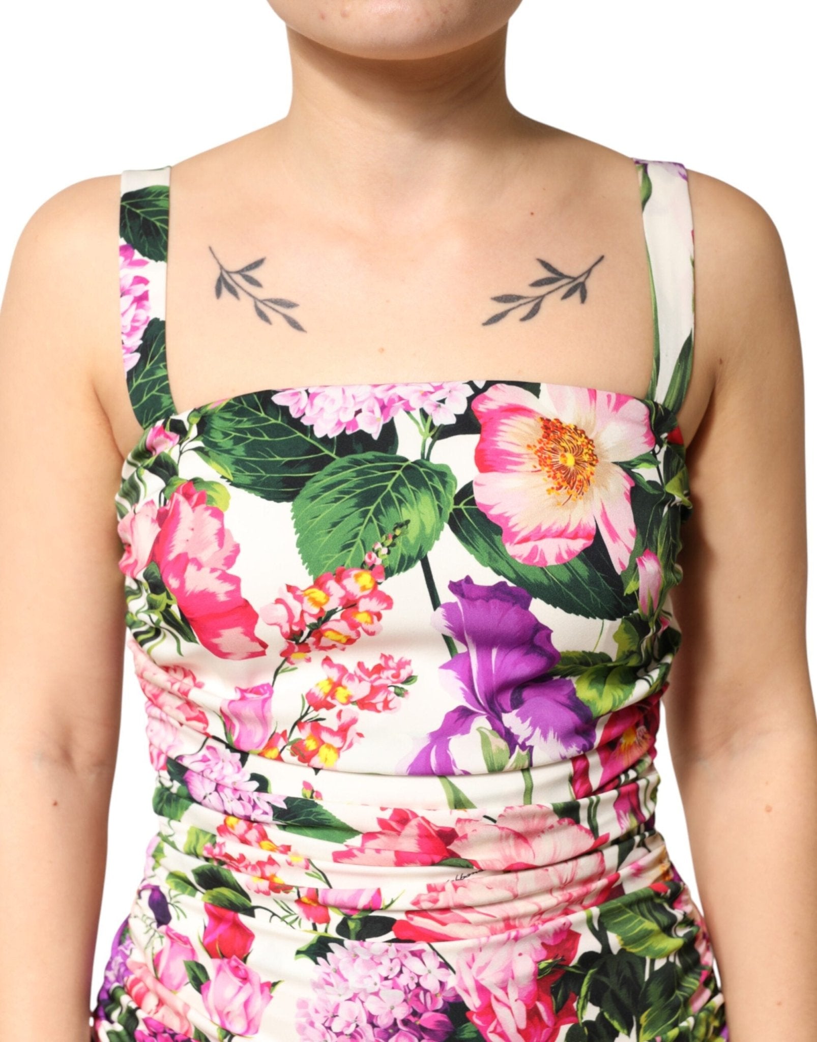 Dolce & Gabbana Multicolor Floral Ruched Silk Charmeuse Mini Dress - RIMODA