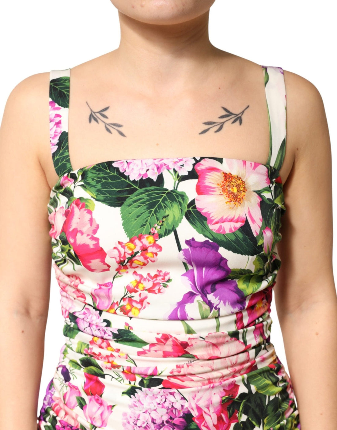 Dolce & Gabbana Multicolor Floral Ruched Silk Charmeuse Mini Dress - RIMODA