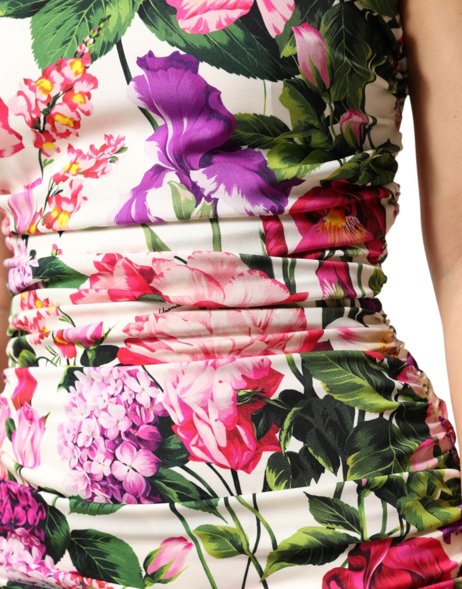 Dolce & Gabbana Multicolor Floral Ruched Silk Charmeuse Mini Dress - RIMODA
