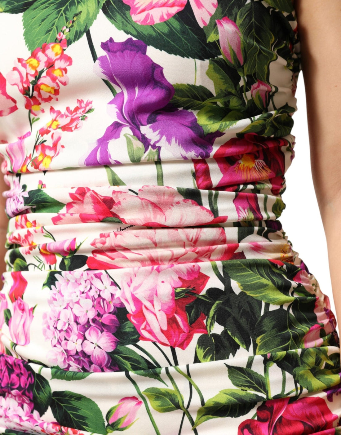 Dolce & Gabbana Multicolor Floral Ruched Silk Charmeuse Mini Dress - RIMODA