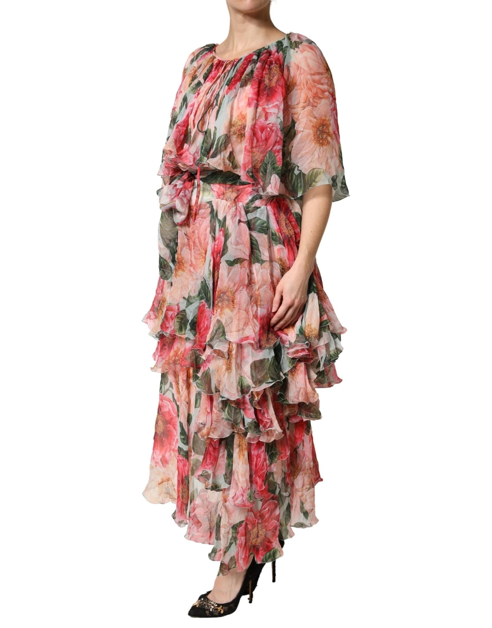 Dolce & Gabbana Multicolor Floral Silk Layered Maxi Dress - RIMODA