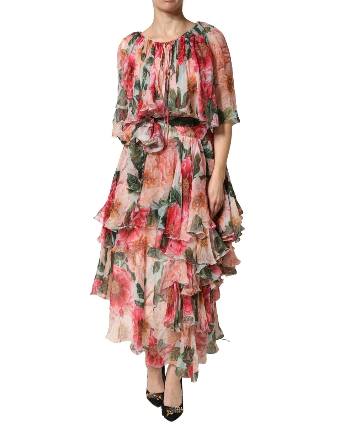 Dolce & Gabbana Multicolor Floral Silk Layered Maxi Dress - RIMODA