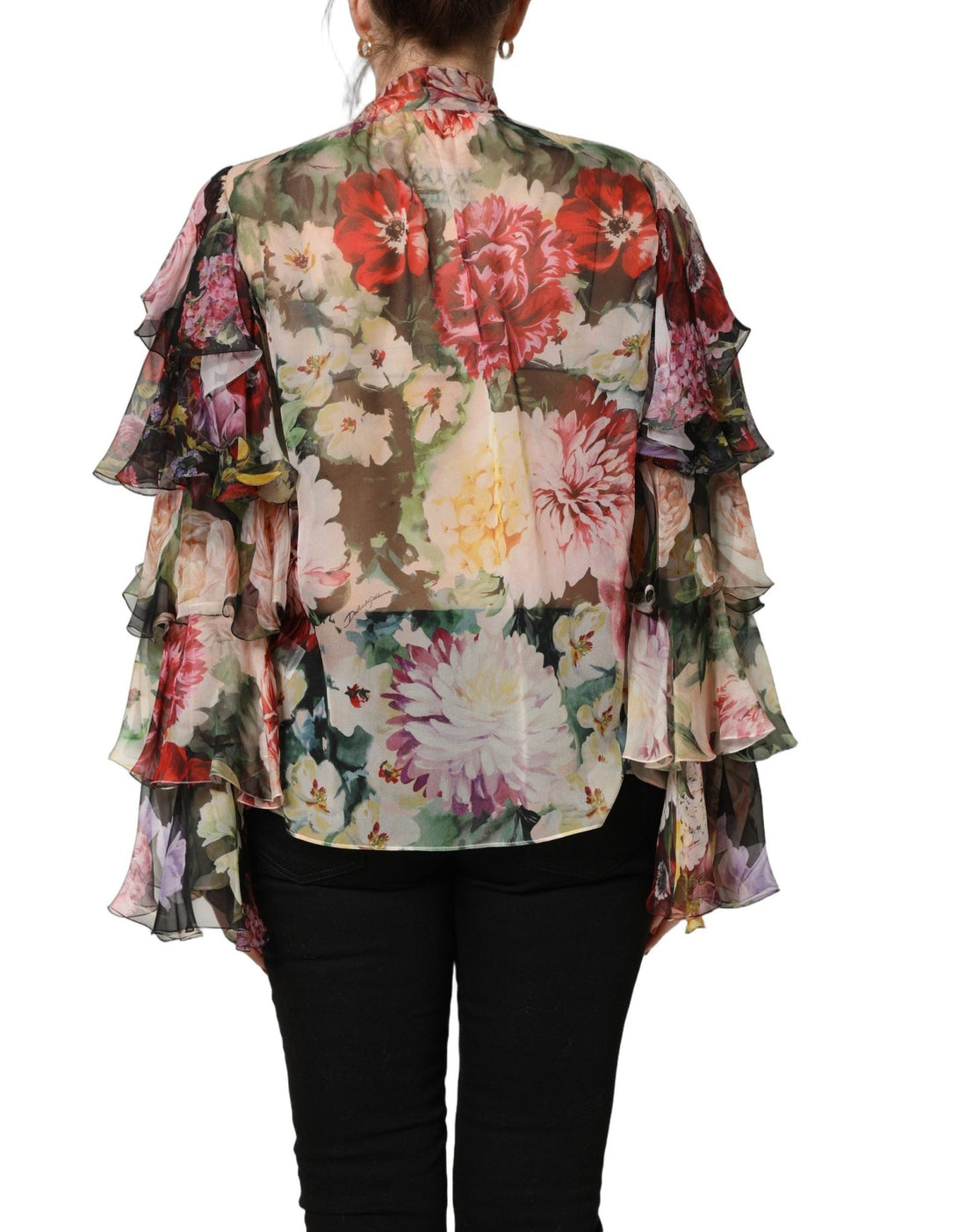 Dolce & Gabbana Multicolor Floral Tie - Neck Silk Chiffon Blouse Top - RIMODA