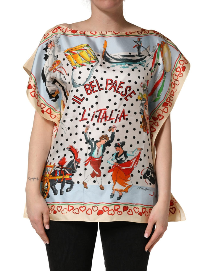 Dolce & Gabbana Multicolor Italy Scenes Graphic Silk Top - RIMODA