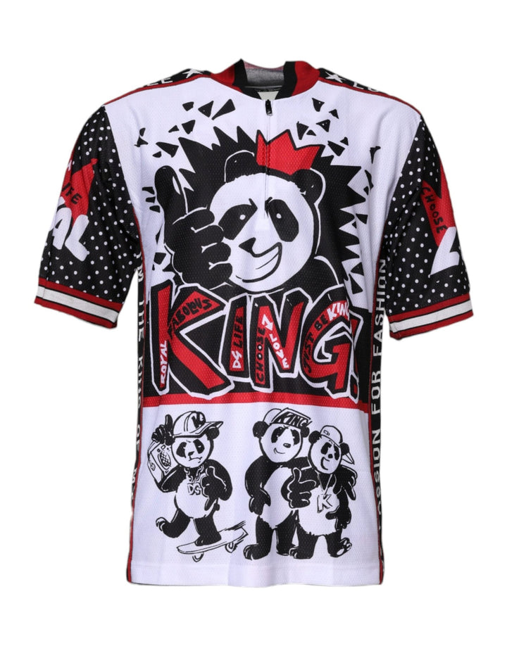 Dolce & Gabbana Multicolor King Panda Print Zipper Collar T-shirt - RIMODA