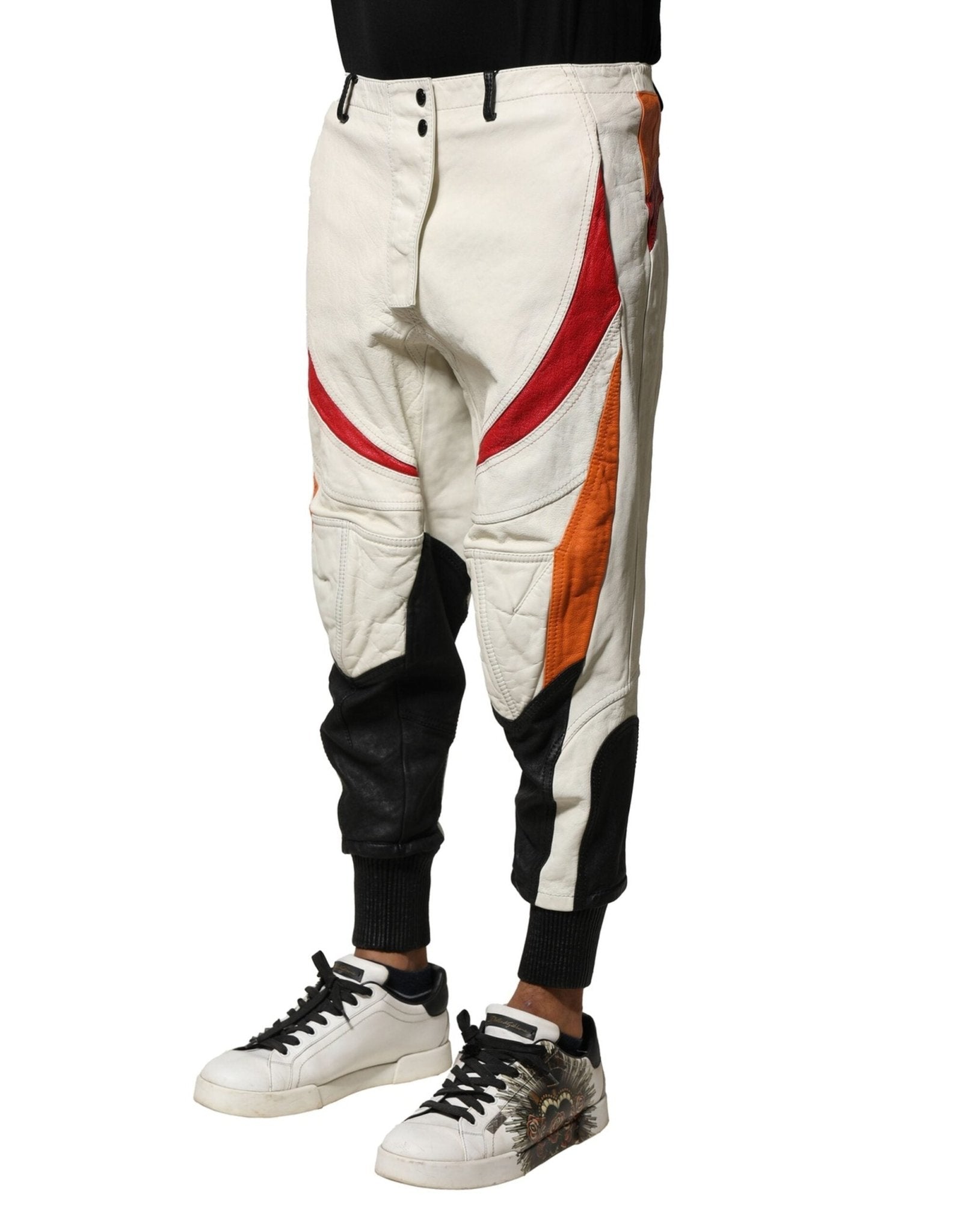 Dolce & Gabbana Multicolor Lambskin Tapered Men Pants - RIMODA