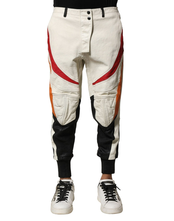 Dolce & Gabbana Multicolor Lambskin Tapered Men Pants - RIMODA