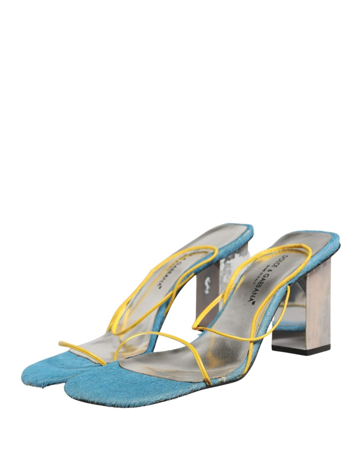 Dolce & Gabbana Multicolor Leather Block Heels Sandals Shoes - RIMODA