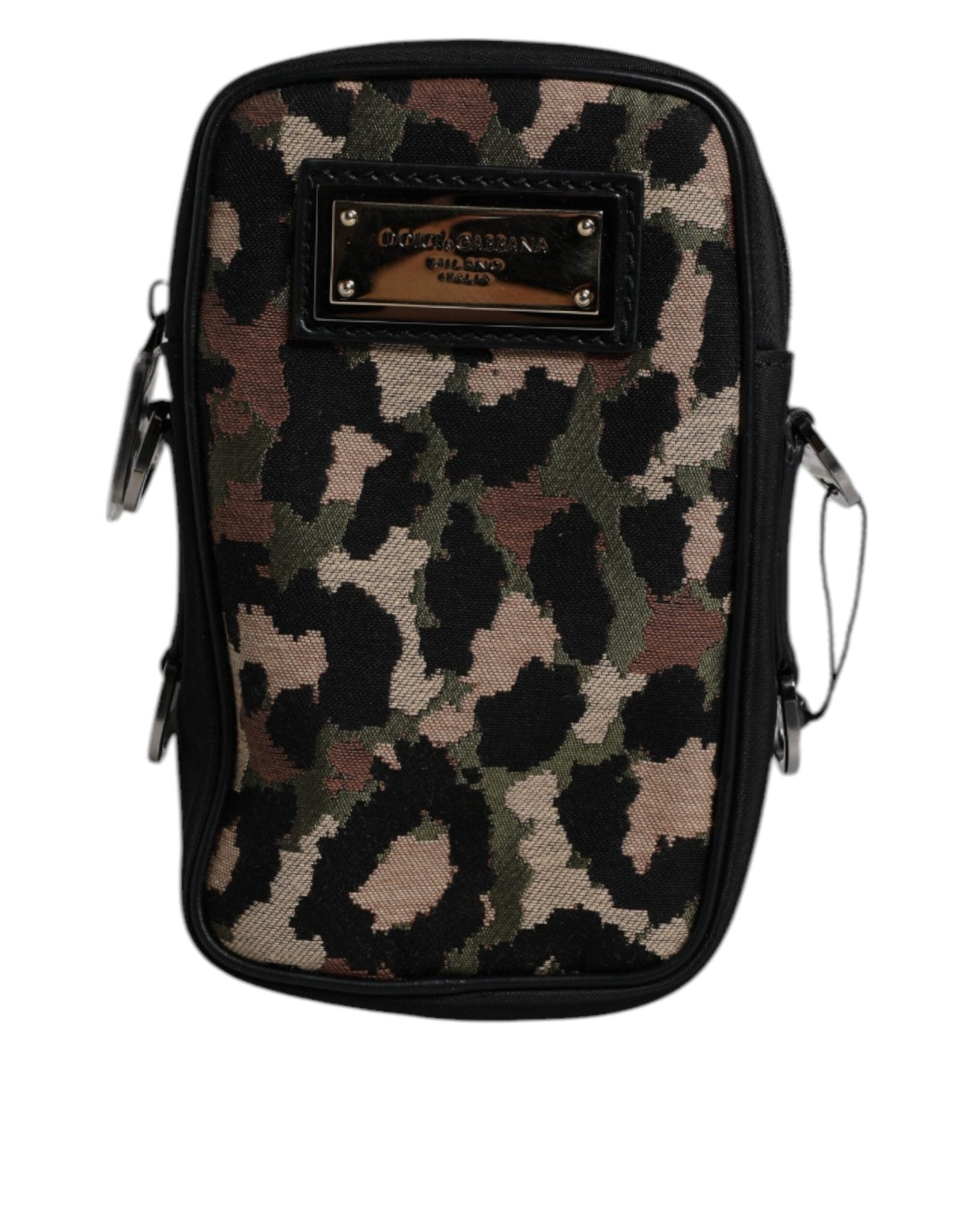 Dolce & Gabbana Multicolor Leopard Jacquard Logo Plaque Neck Strap Bag - RIMODA