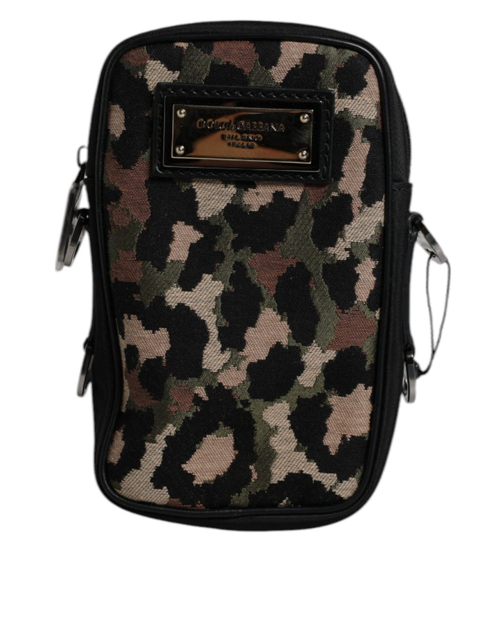 Dolce & Gabbana Multicolor Leopard Jacquard Logo Plaque Neck Strap Bag - RIMODA