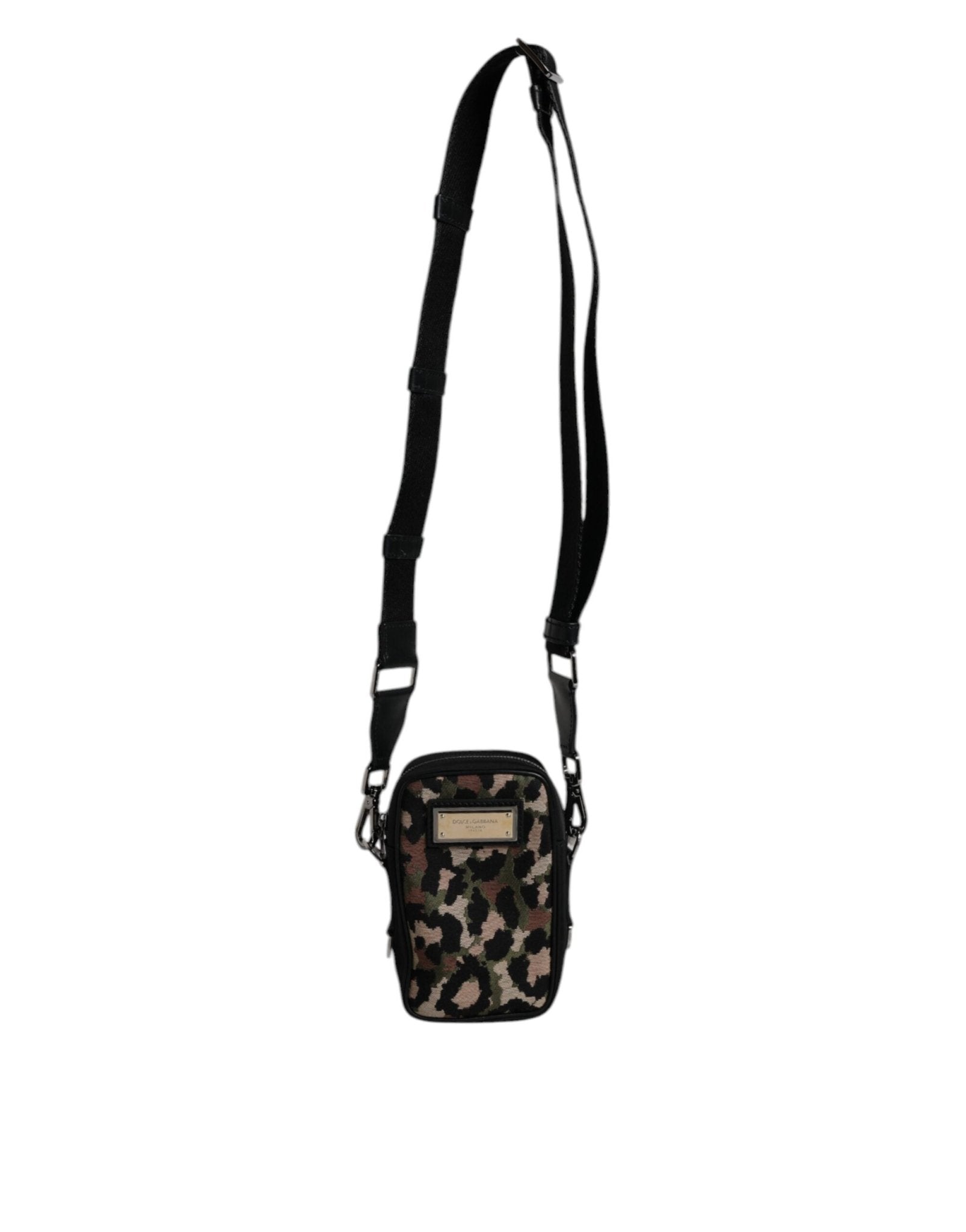 Dolce & Gabbana Multicolor Leopard Jacquard Logo Plaque Neck Strap Bag - RIMODA