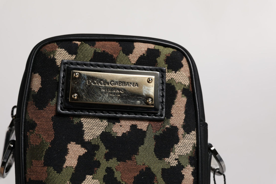 Dolce & Gabbana Multicolor Leopard Jacquard Logo Plaque Neck Strap Bag - RIMODA