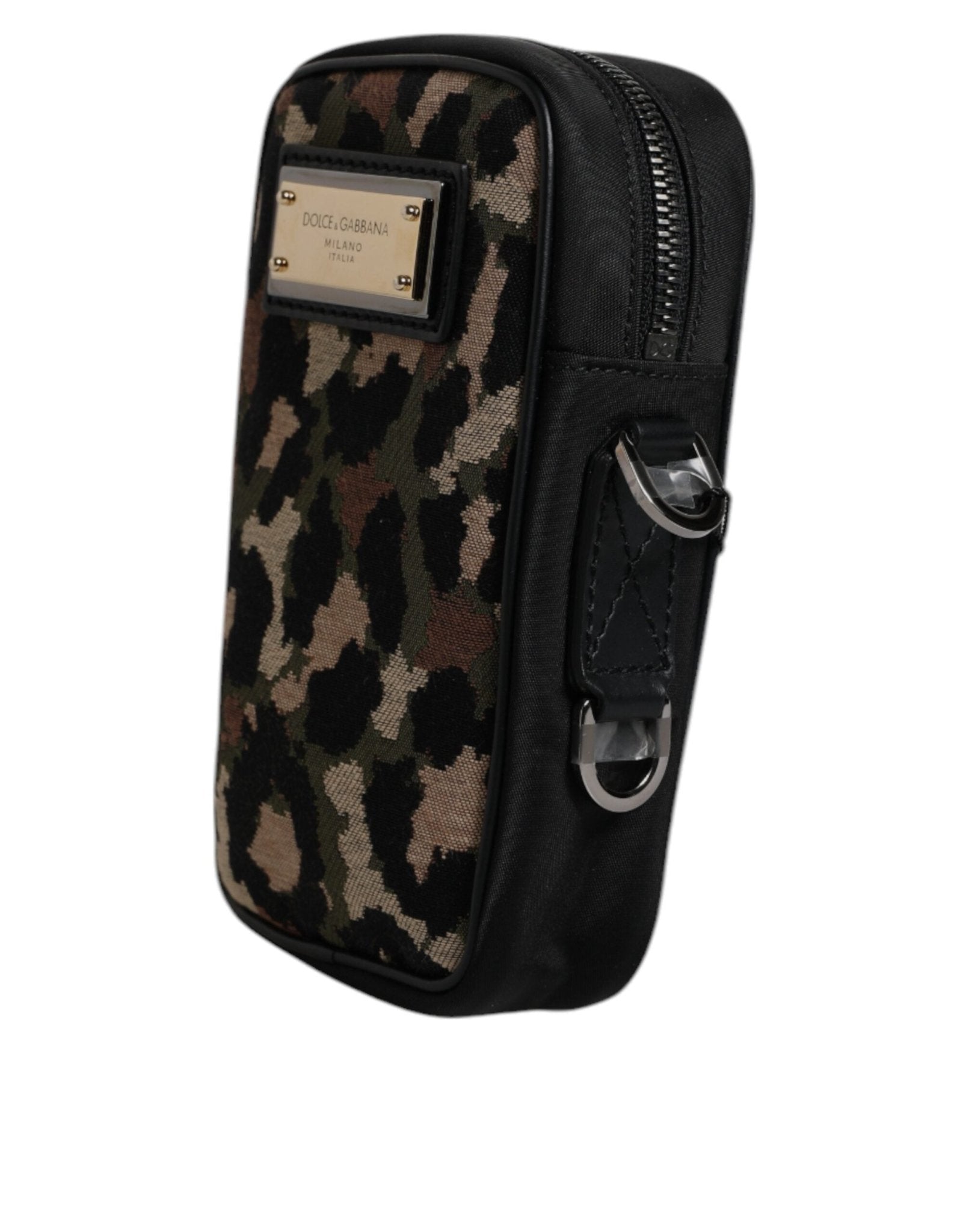 Dolce & Gabbana Multicolor Leopard Jacquard Logo Plaque Neck Strap Bag - RIMODA
