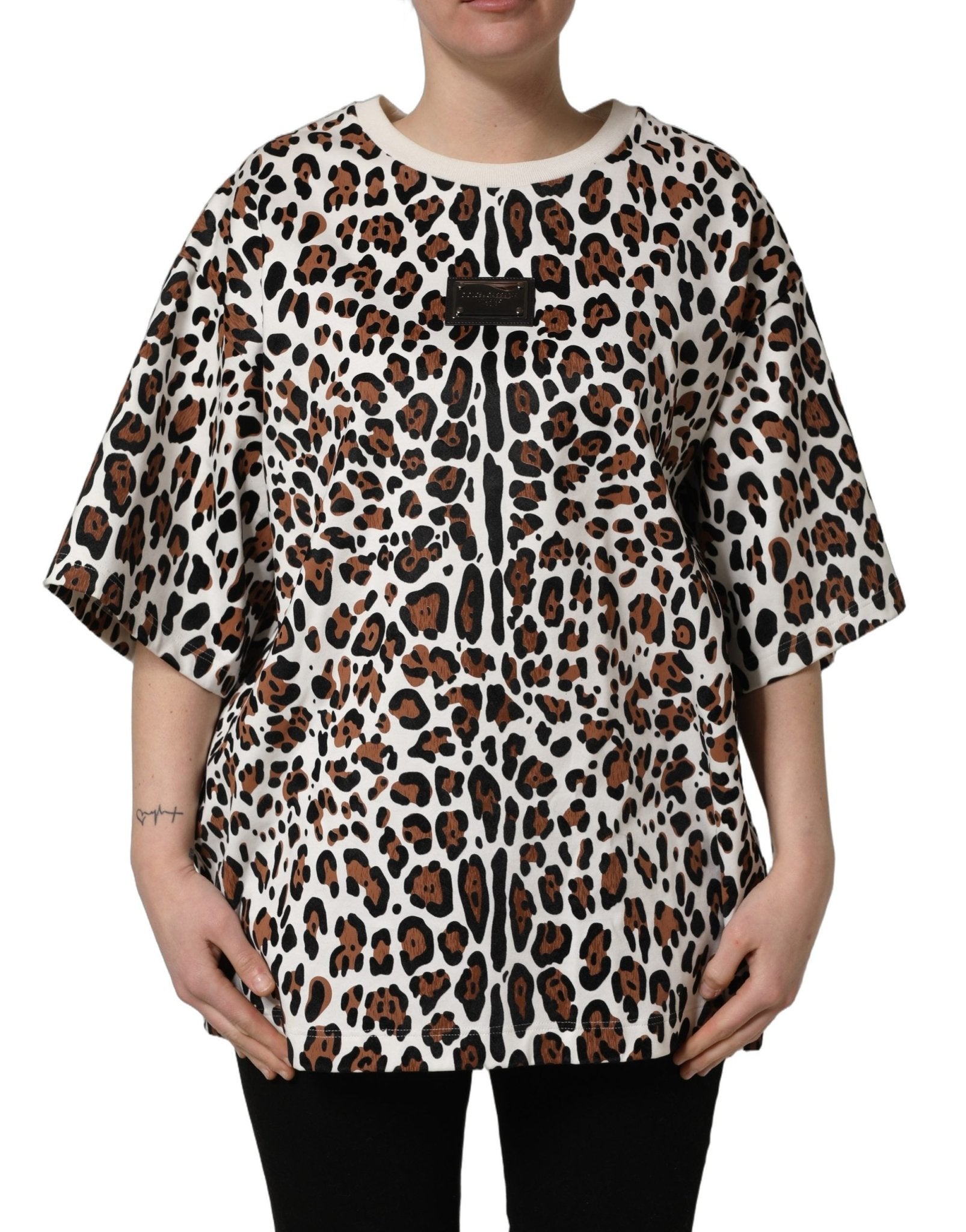 Dolce & Gabbana Multicolor Leopard Print Crew Neck T-shirt - RIMODA