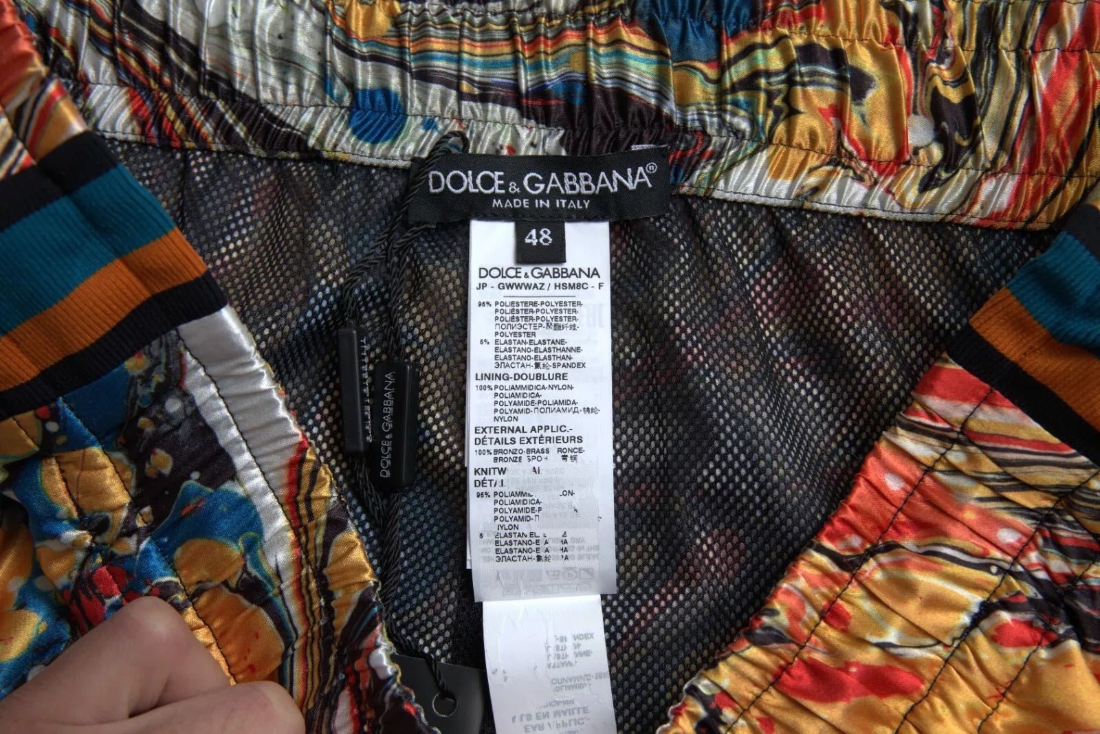 Dolce & Gabbana Multicolor Marble Print Satin Trouser Pants - RIMODA