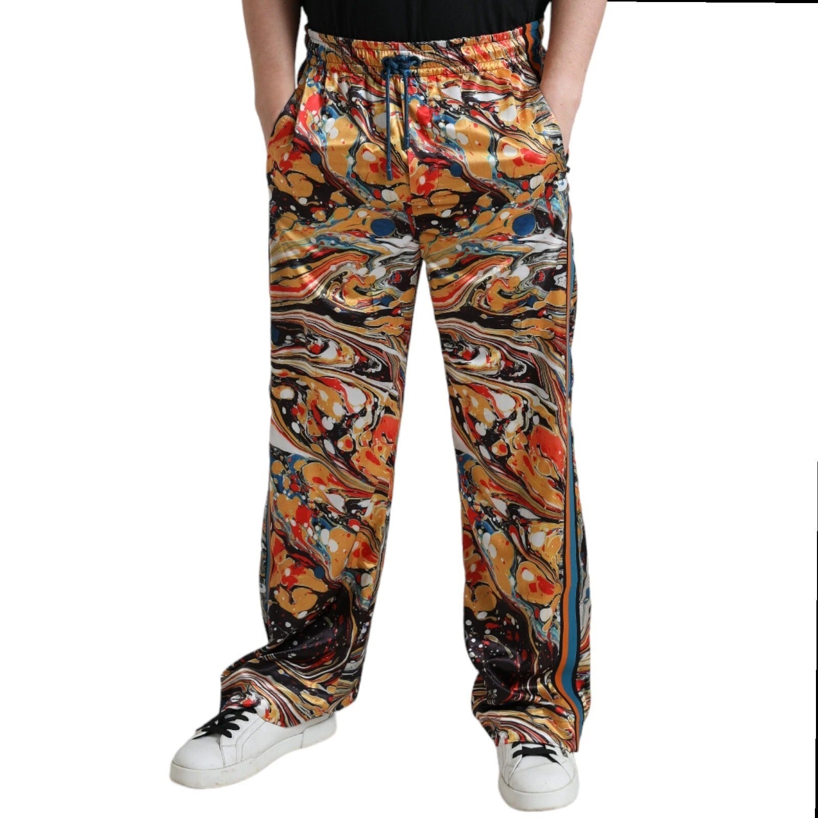 Dolce & Gabbana Multicolor Marble Print Satin Trouser Pants - RIMODA