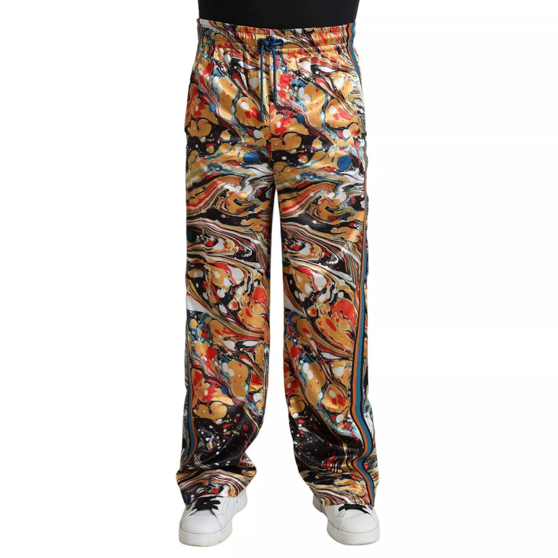 Dolce & Gabbana Multicolor Marble Print Satin Trouser Pants - RIMODA