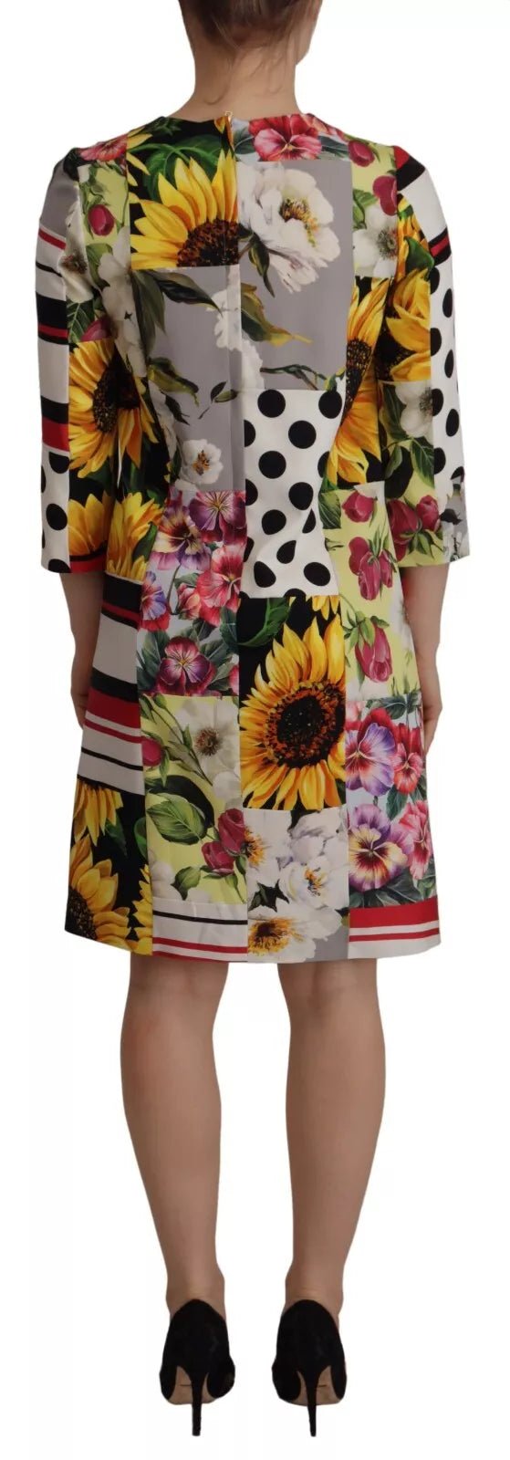 Dolce & Gabbana Multicolor Pachwork Charmeuse Floral Shift Dress - RIMODA