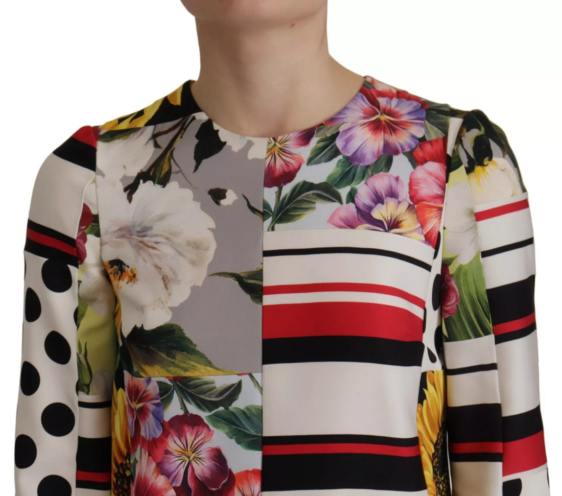 Dolce & Gabbana Multicolor Pachwork Charmeuse Floral Shift Dress - RIMODA