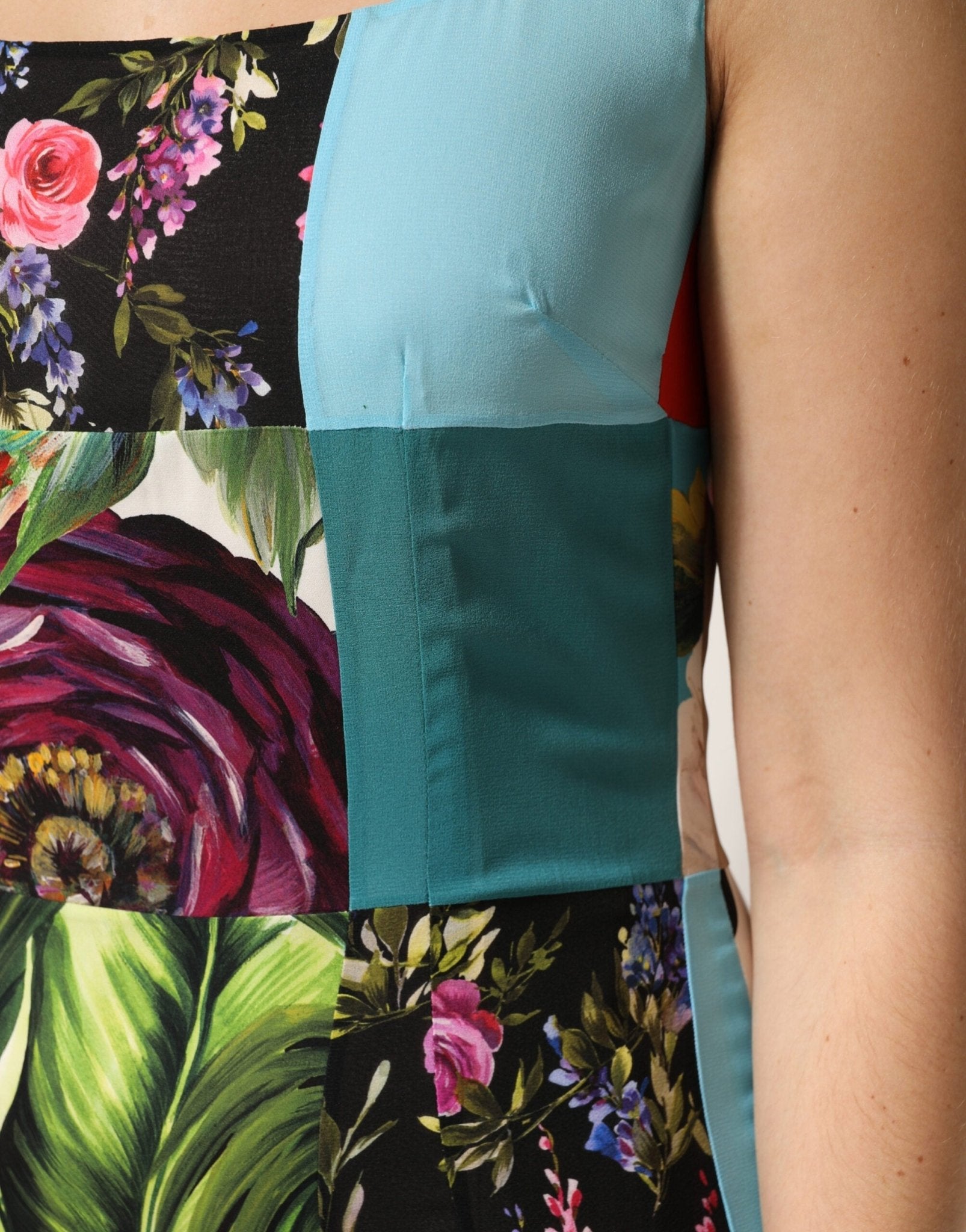 Dolce & Gabbana Multicolor Patchwork Silk Sleeveless Dress - RIMODA