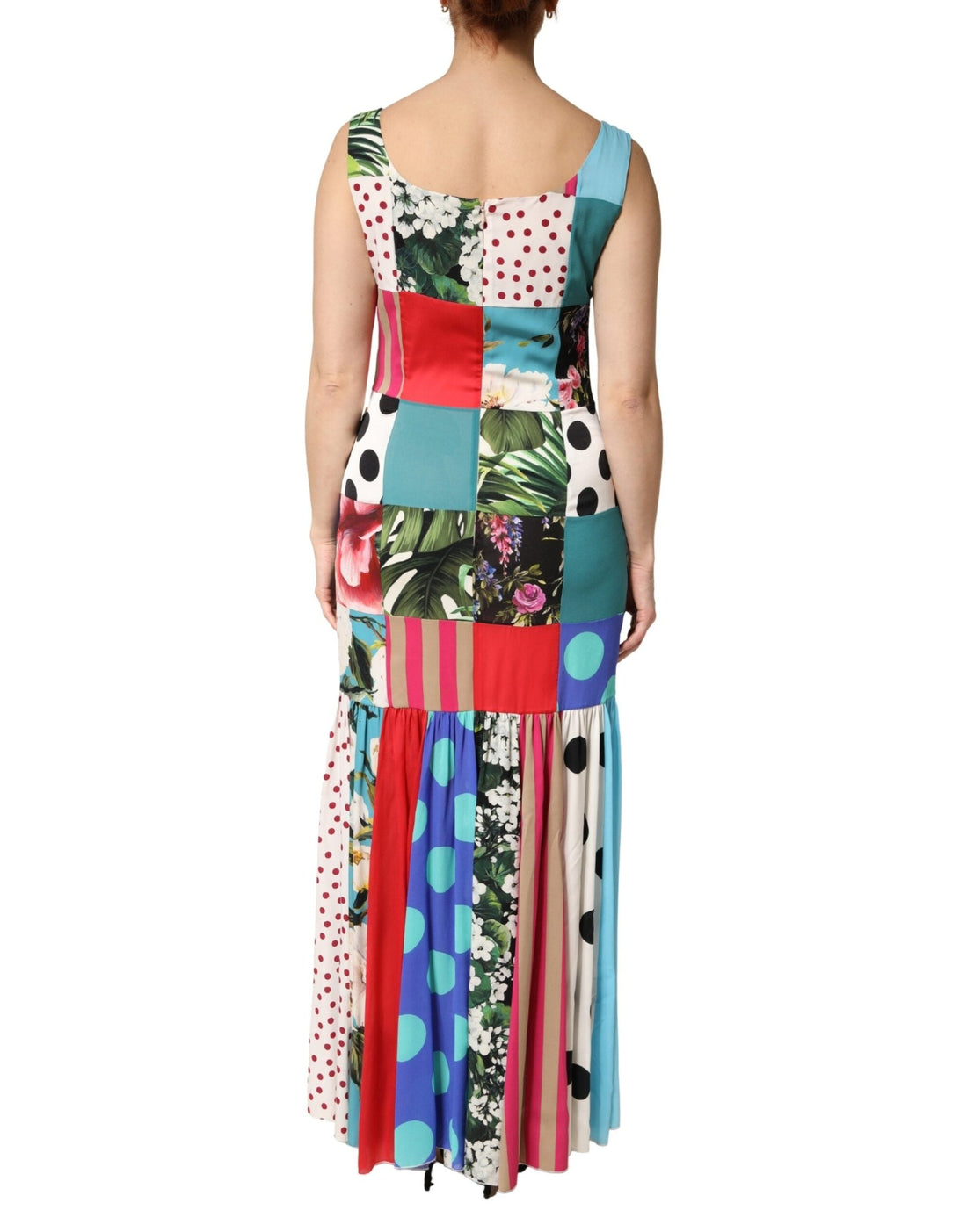 Dolce & Gabbana Multicolor Patchwork Silk Sleeveless Dress - RIMODA