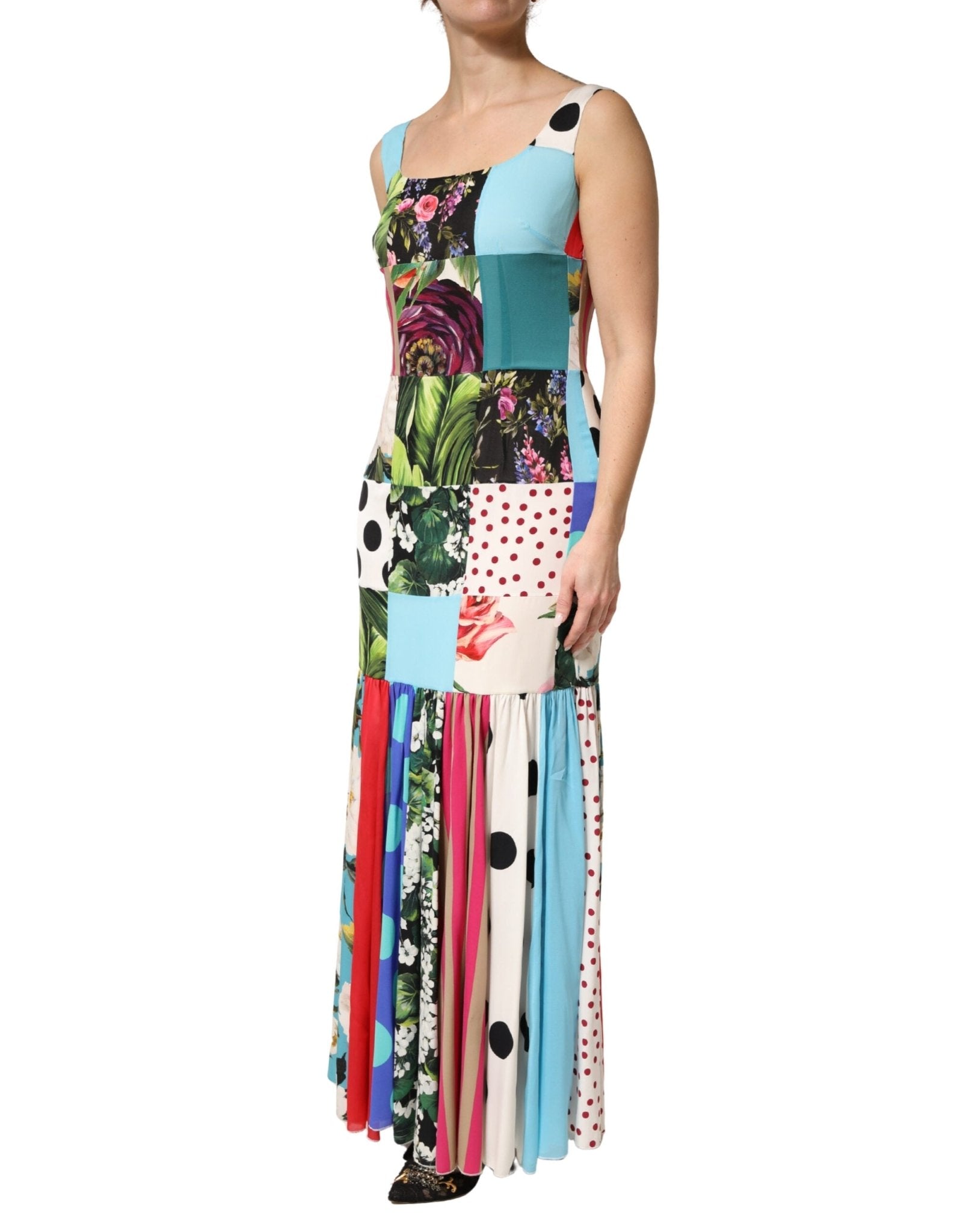Dolce & Gabbana Multicolor Patchwork Silk Sleeveless Dress - RIMODA