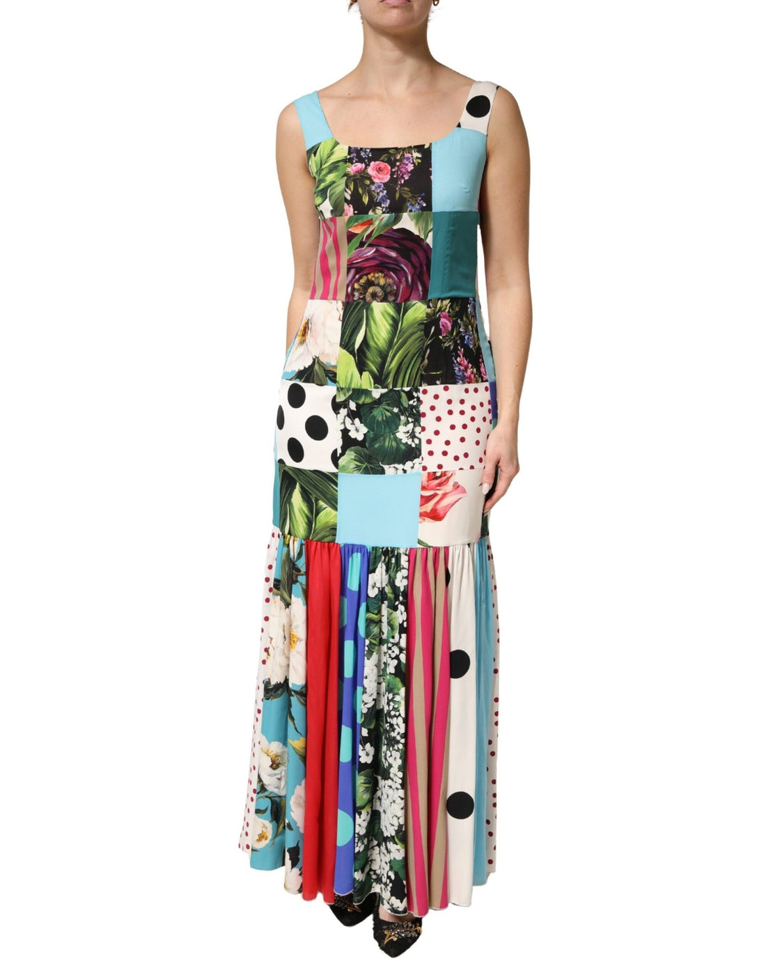 Dolce & Gabbana Multicolor Patchwork Silk Sleeveless Dress - RIMODA