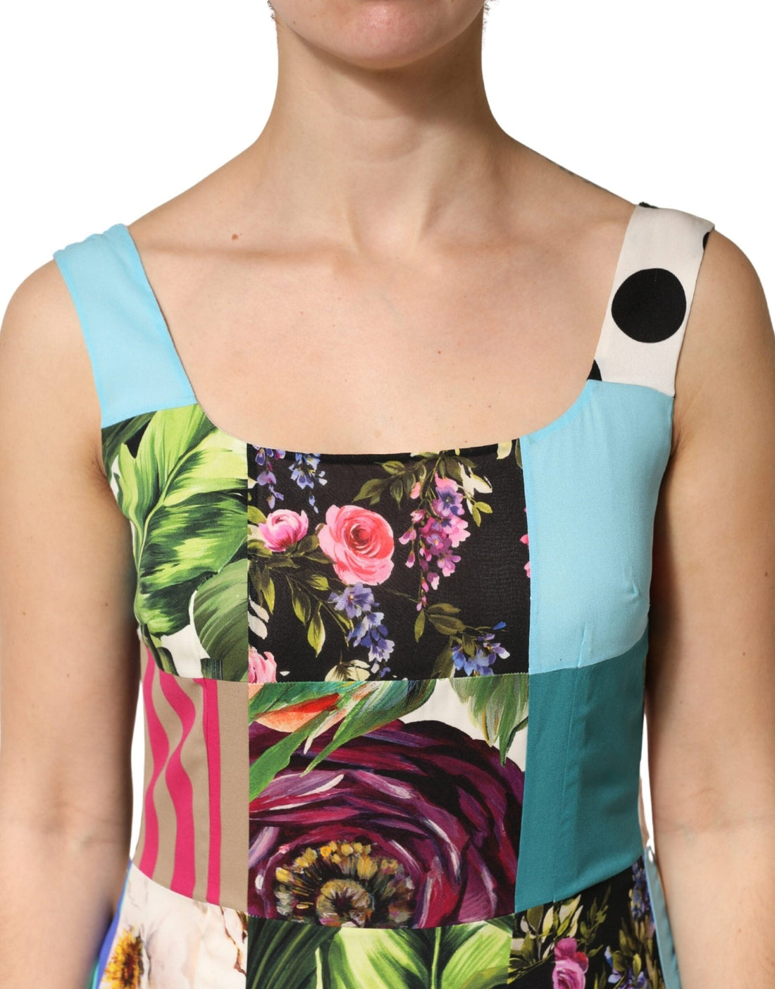 Dolce & Gabbana Multicolor Patchwork Silk Sleeveless Dress - RIMODA