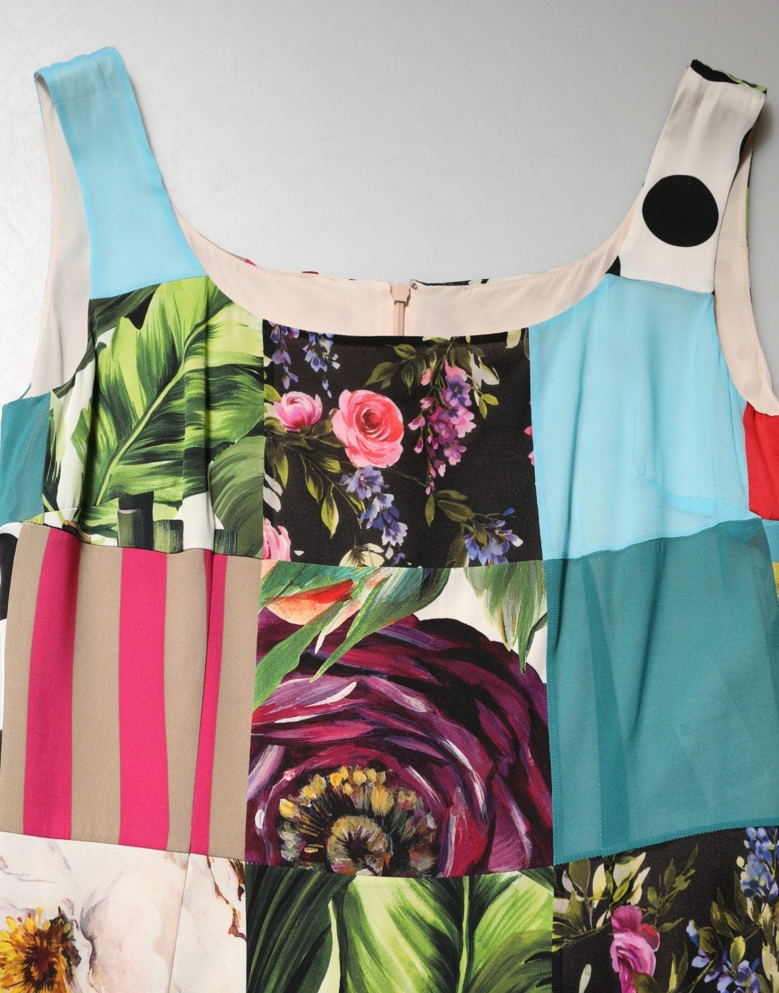 Dolce & Gabbana Multicolor Patchwork Silk Sleeveless Dress - RIMODA
