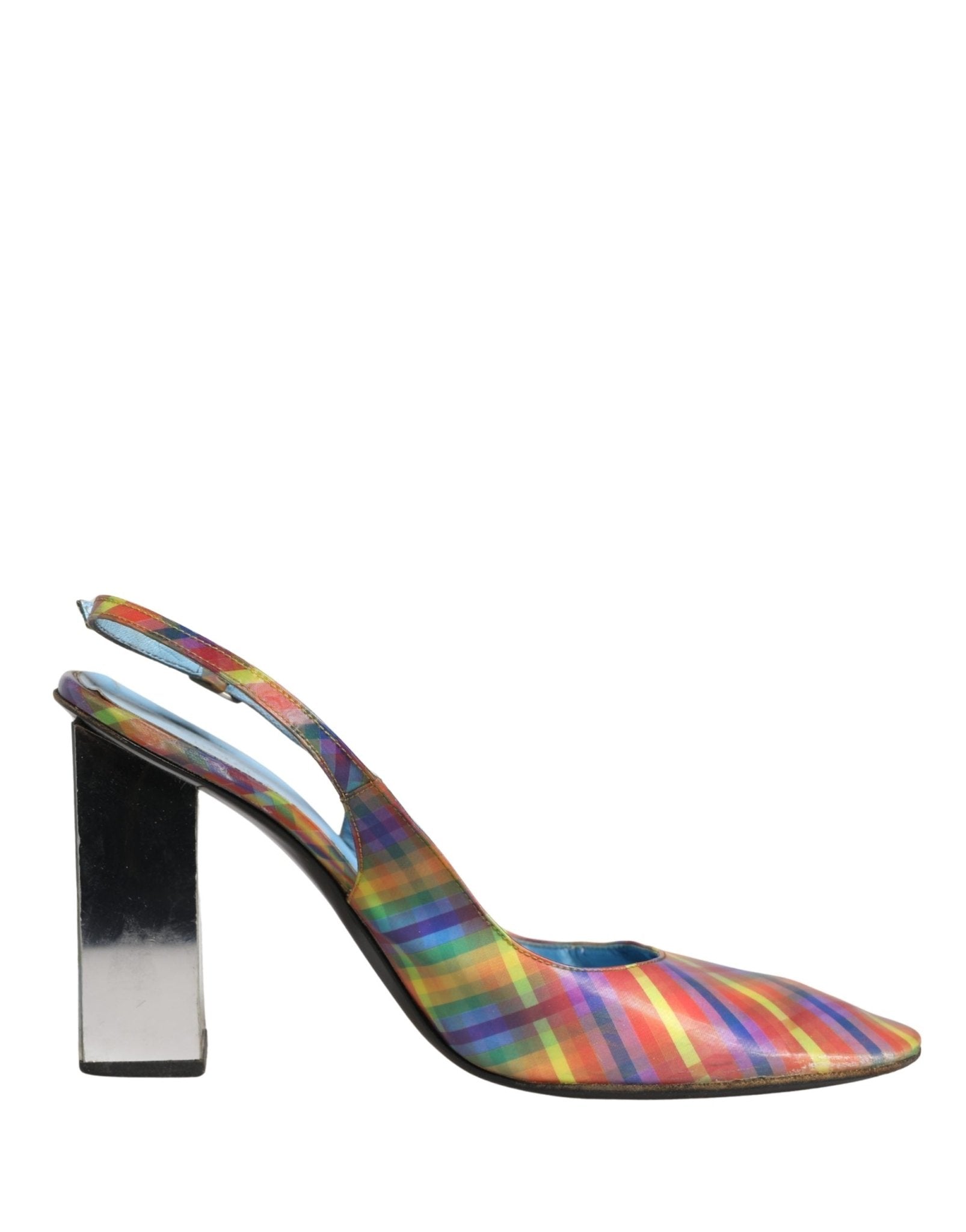 Dolce & Gabbana Multicolor Plaid Heels Slingback Sandals Shoes - RIMODA