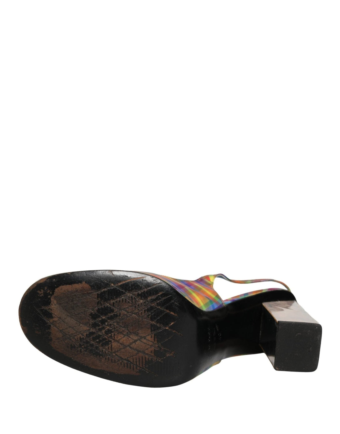 Dolce & Gabbana Multicolor Plaid Heels Slingback Sandals Shoes - RIMODA