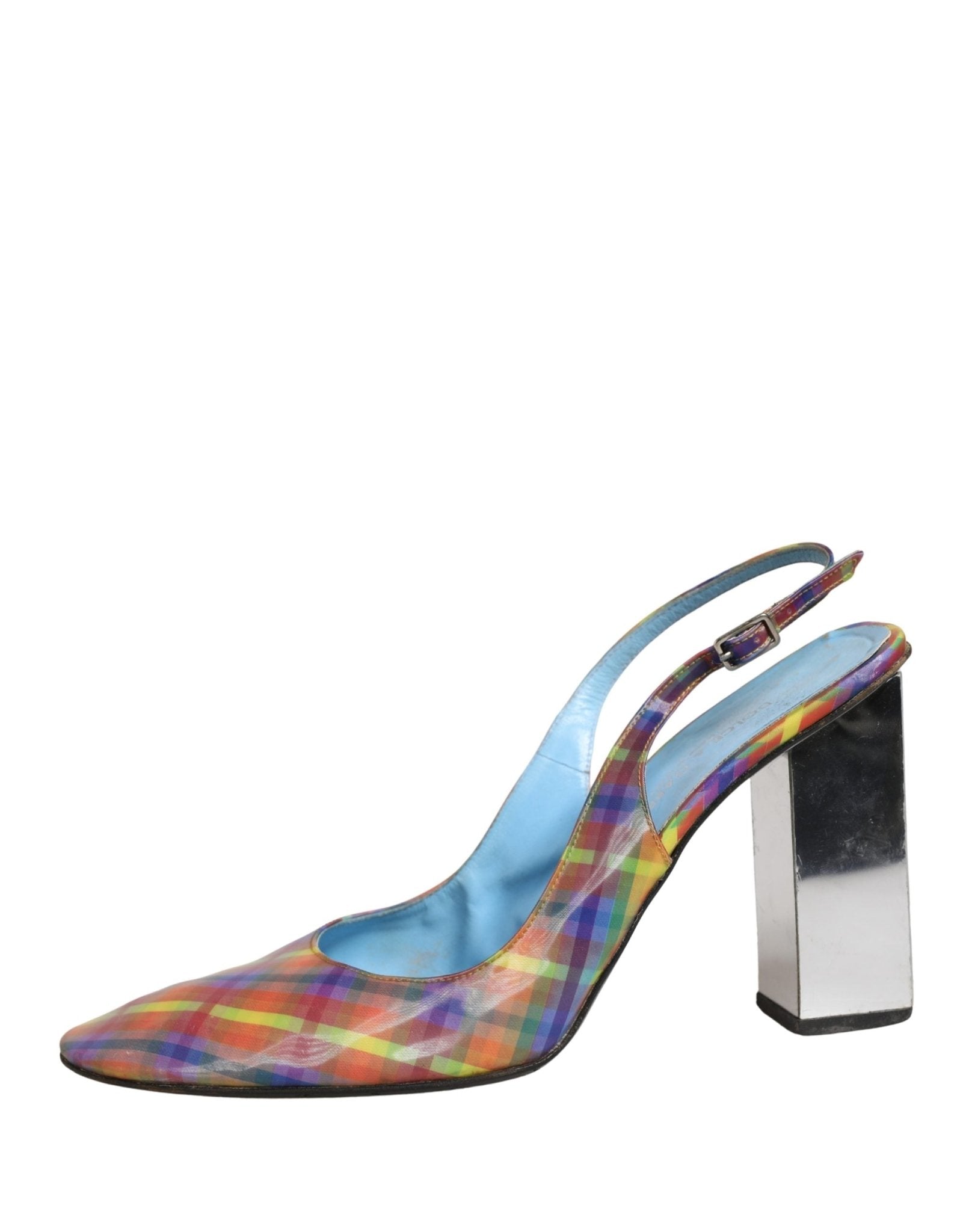Dolce & Gabbana Multicolor Plaid Heels Slingback Sandals Shoes - RIMODA