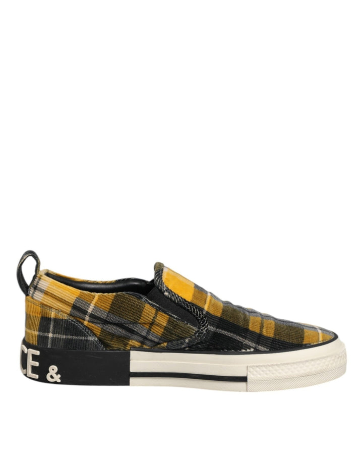 Dolce & Gabbana Multicolor Portofino Tartan Check Sneakers Shoes - RIMODA