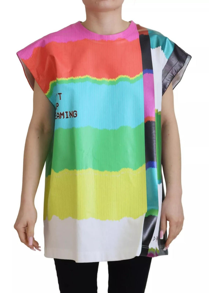 Dolce & Gabbana Multicolor Print Blouse Cotton Tank TV Print T-shirt - RIMODA