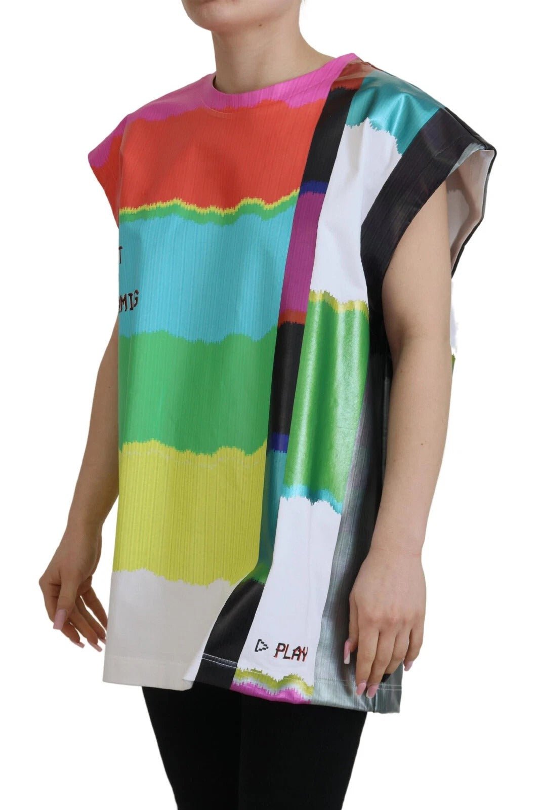 Dolce & Gabbana Multicolor Print Blouse Cotton Tank TV Print T-shirt - RIMODA