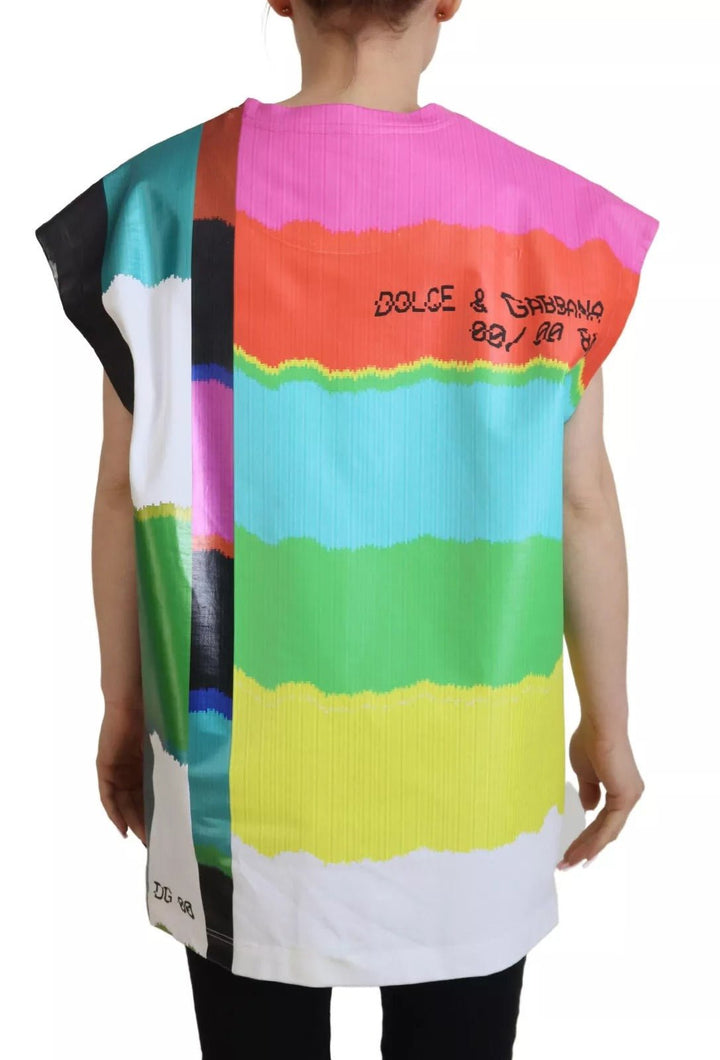 Dolce & Gabbana Multicolor Print Blouse Cotton Tank TV Print T-shirt - RIMODA