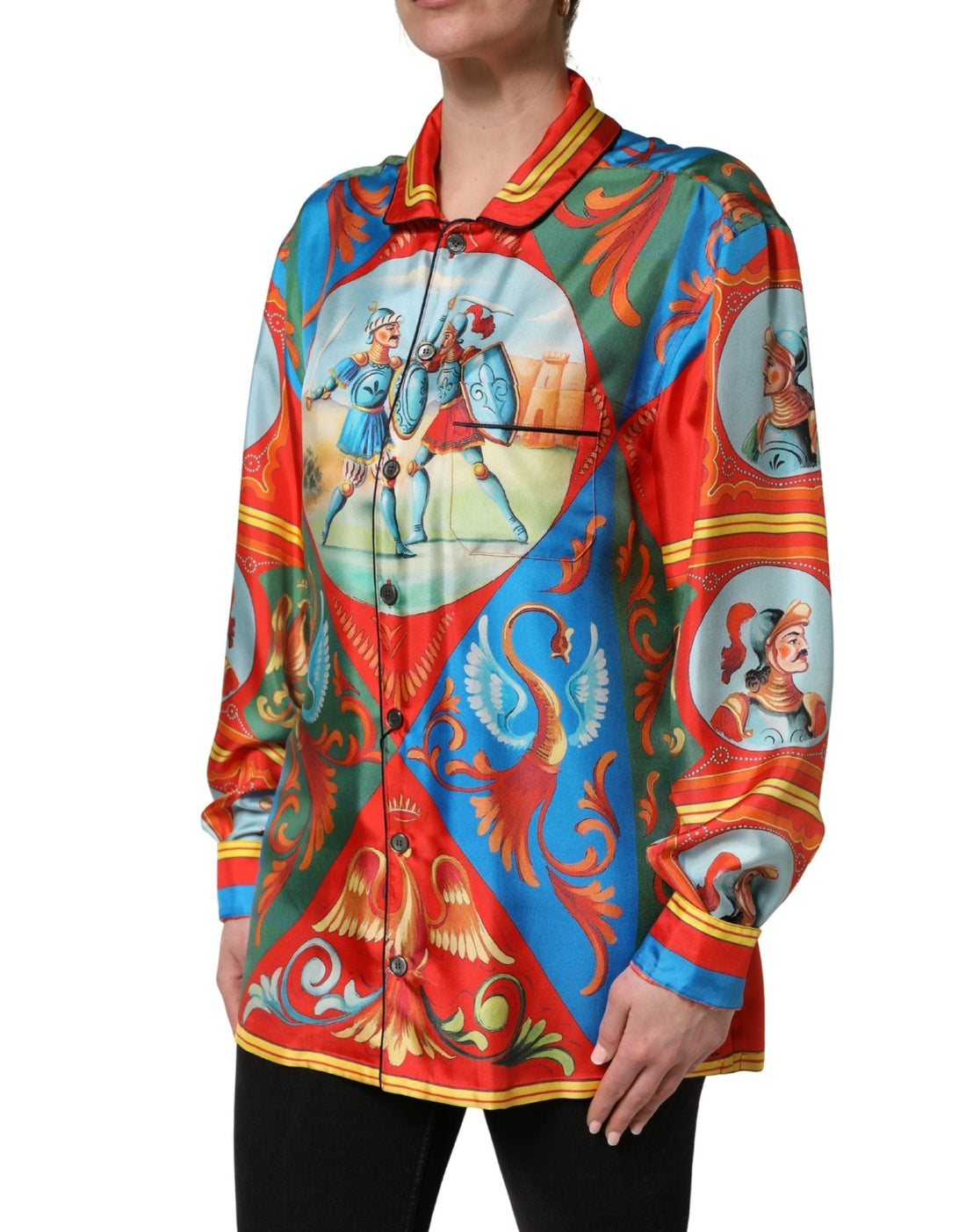 Dolce & Gabbana Multicolor Printed Long Sleeve Button Down Shirt Top - RIMODA