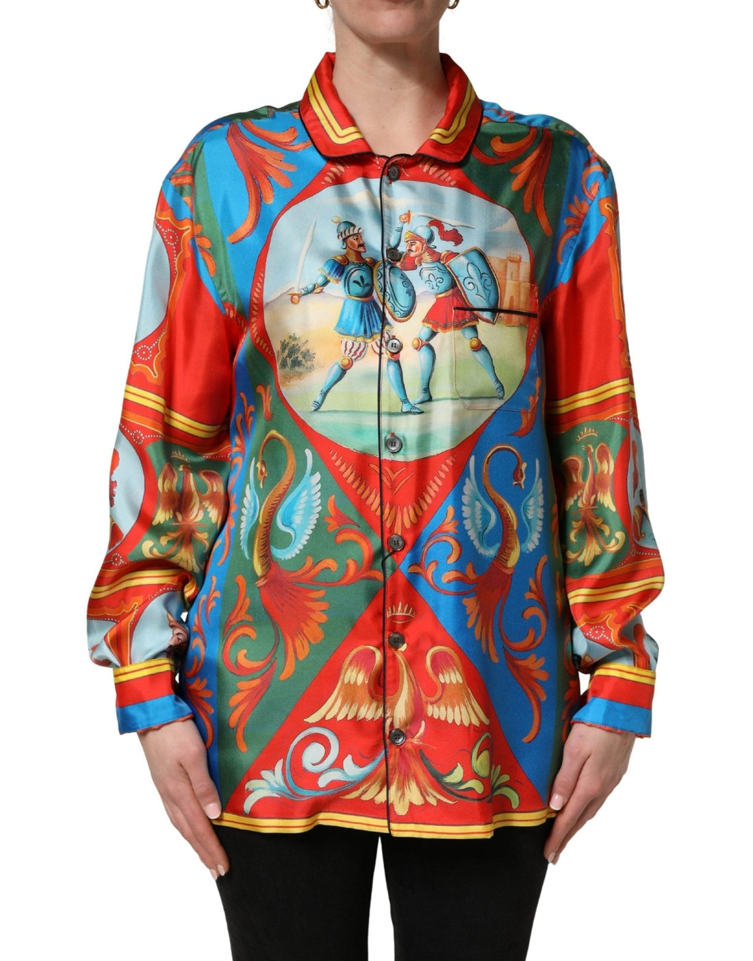 Dolce & Gabbana Multicolor Printed Long Sleeve Button Down Shirt Top - RIMODA