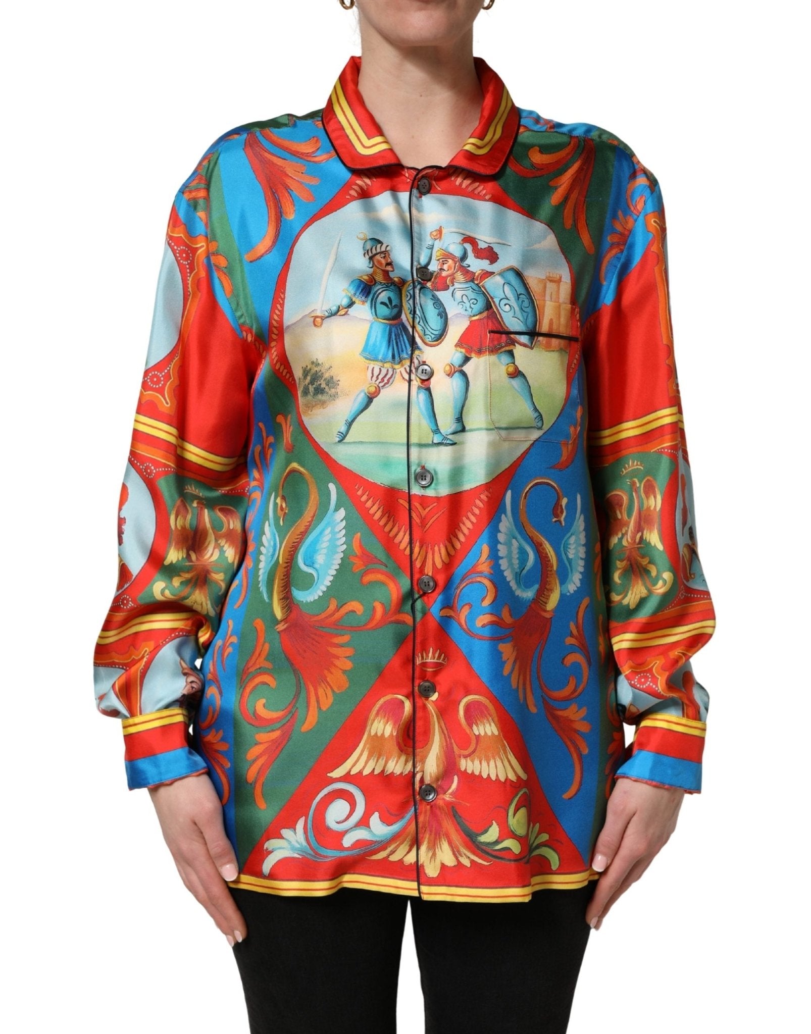 Dolce & Gabbana Multicolor Printed Long Sleeve Button Down Shirt Top - RIMODA