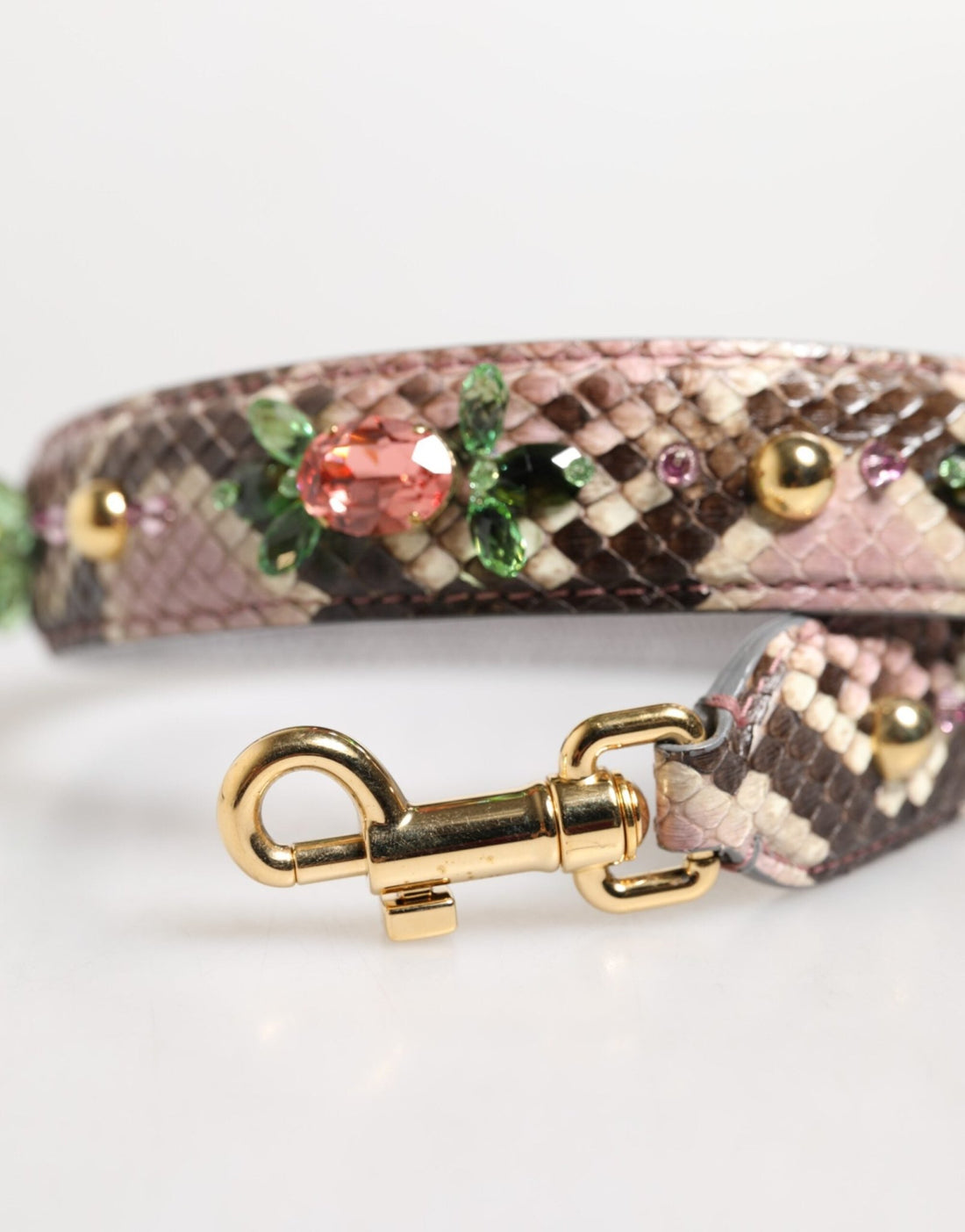 Dolce & Gabbana Multicolor Python Embellished Crystal Stud Shoulder Strap - RIMODA