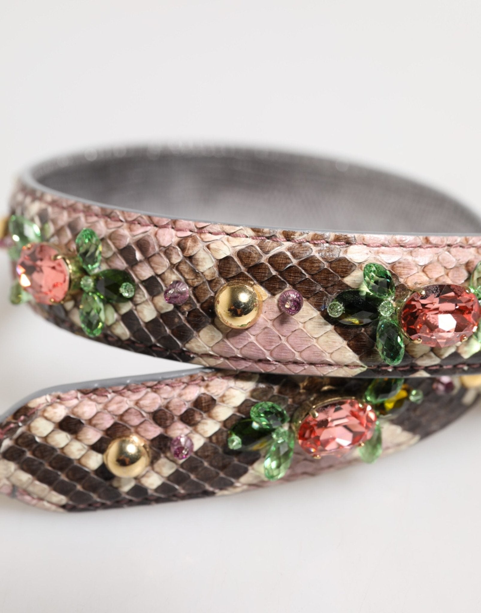 Dolce & Gabbana Multicolor Python Embellished Crystal Stud Shoulder Strap - RIMODA