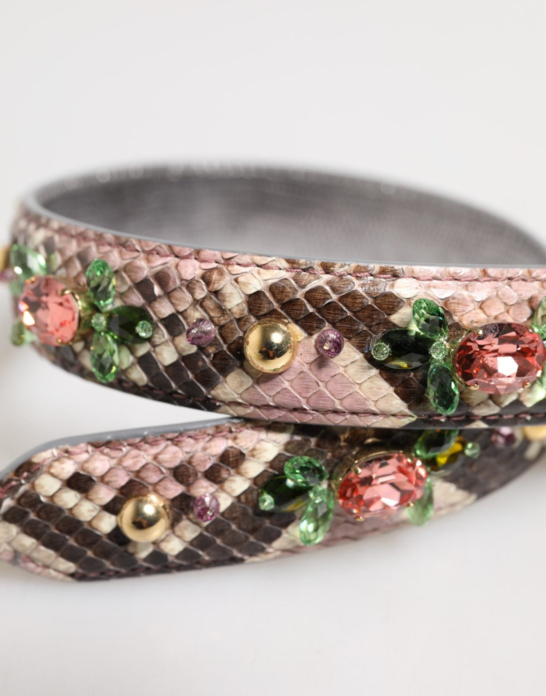 Dolce & Gabbana Multicolor Python Embellished Crystal Stud Shoulder Strap - RIMODA