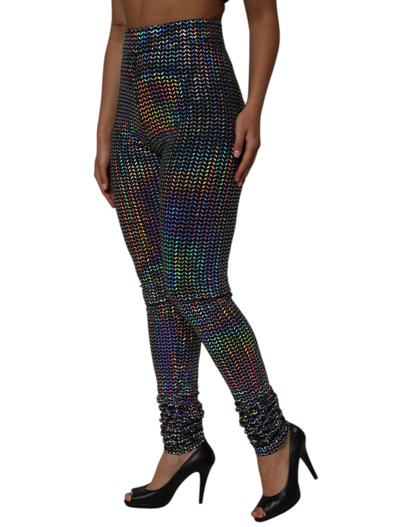 Dolce & Gabbana Multicolor Sequined Leggings Trouser Pants - RIMODA