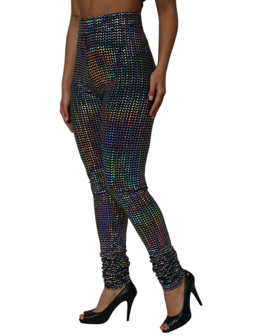 Dolce & Gabbana Multicolor Sequined Leggings Trouser Pants - RIMODA