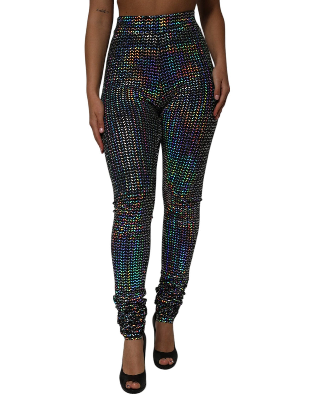 Dolce & Gabbana Multicolor Sequined Leggings Trouser Pants - RIMODA