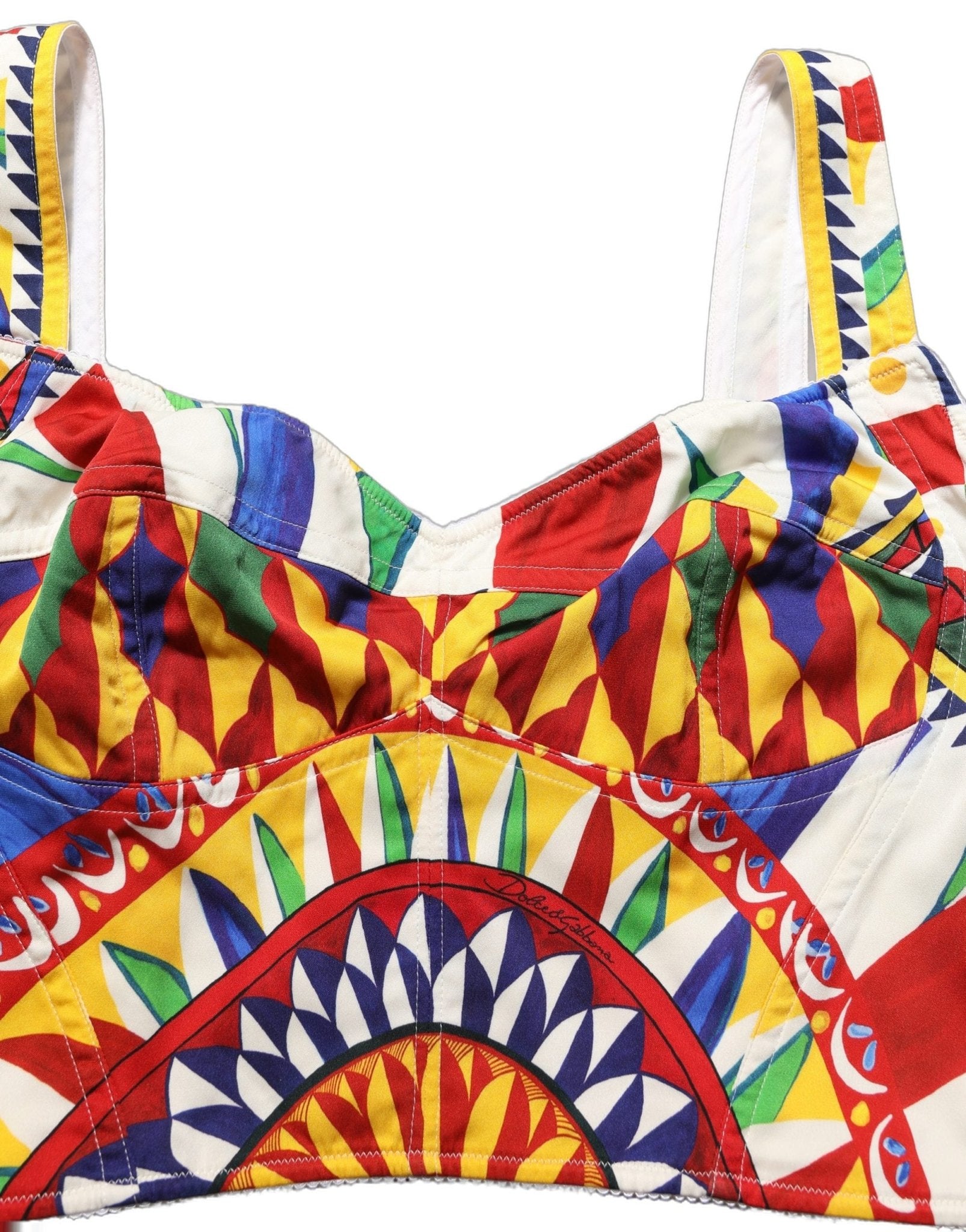 Dolce & Gabbana Multicolor Silk Carretto Print Cropped Tank Top - RIMODA