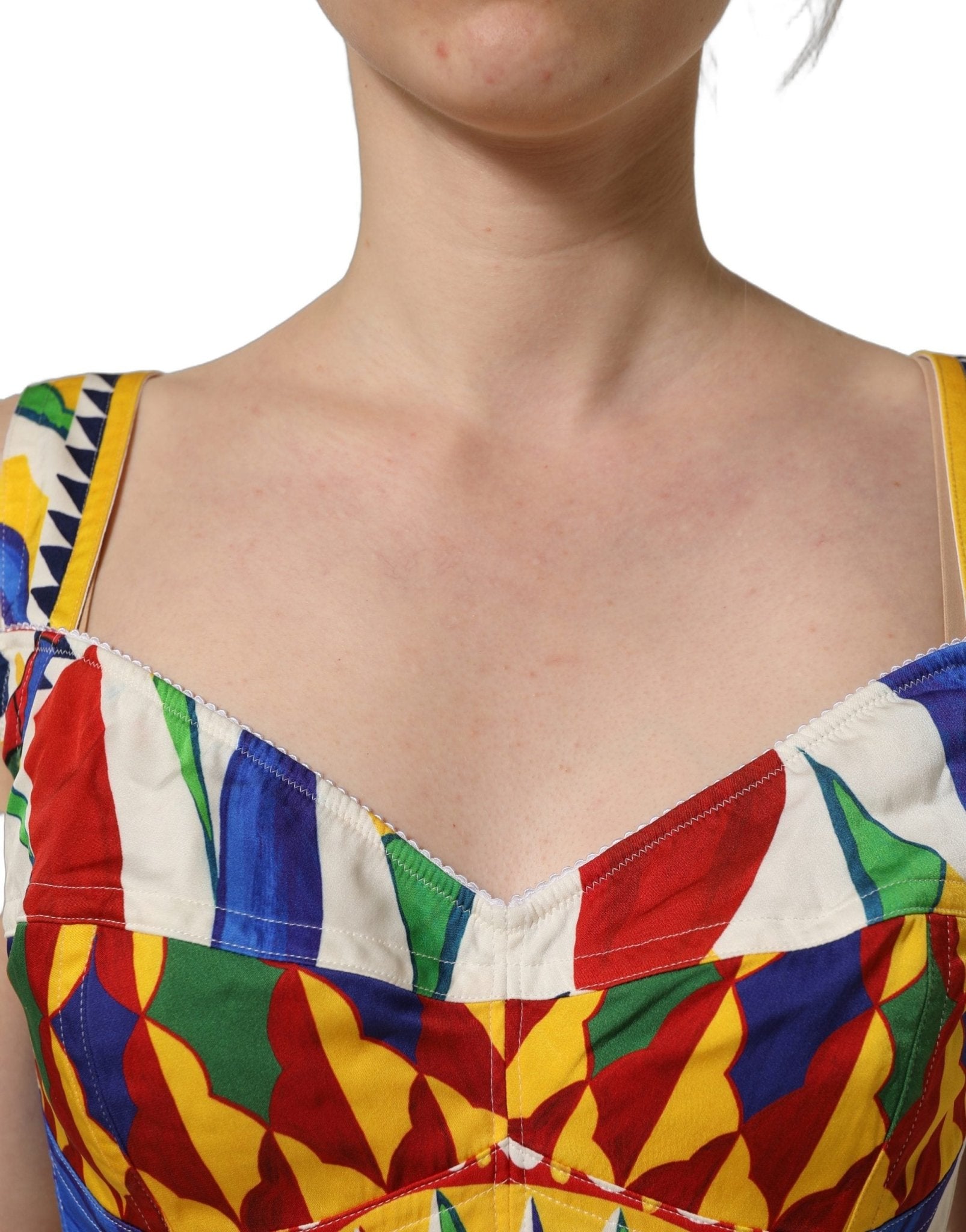 Dolce & Gabbana Multicolor Silk Carretto Print Cropped Tank Top - RIMODA