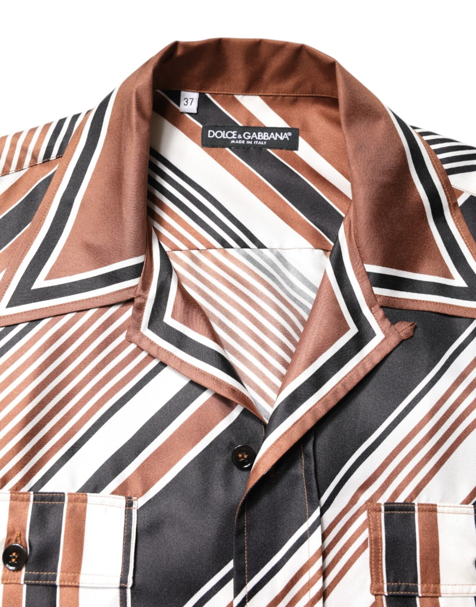 Dolce & Gabbana Multicolor Striped Silk Short Sleeves Shirt - RIMODA