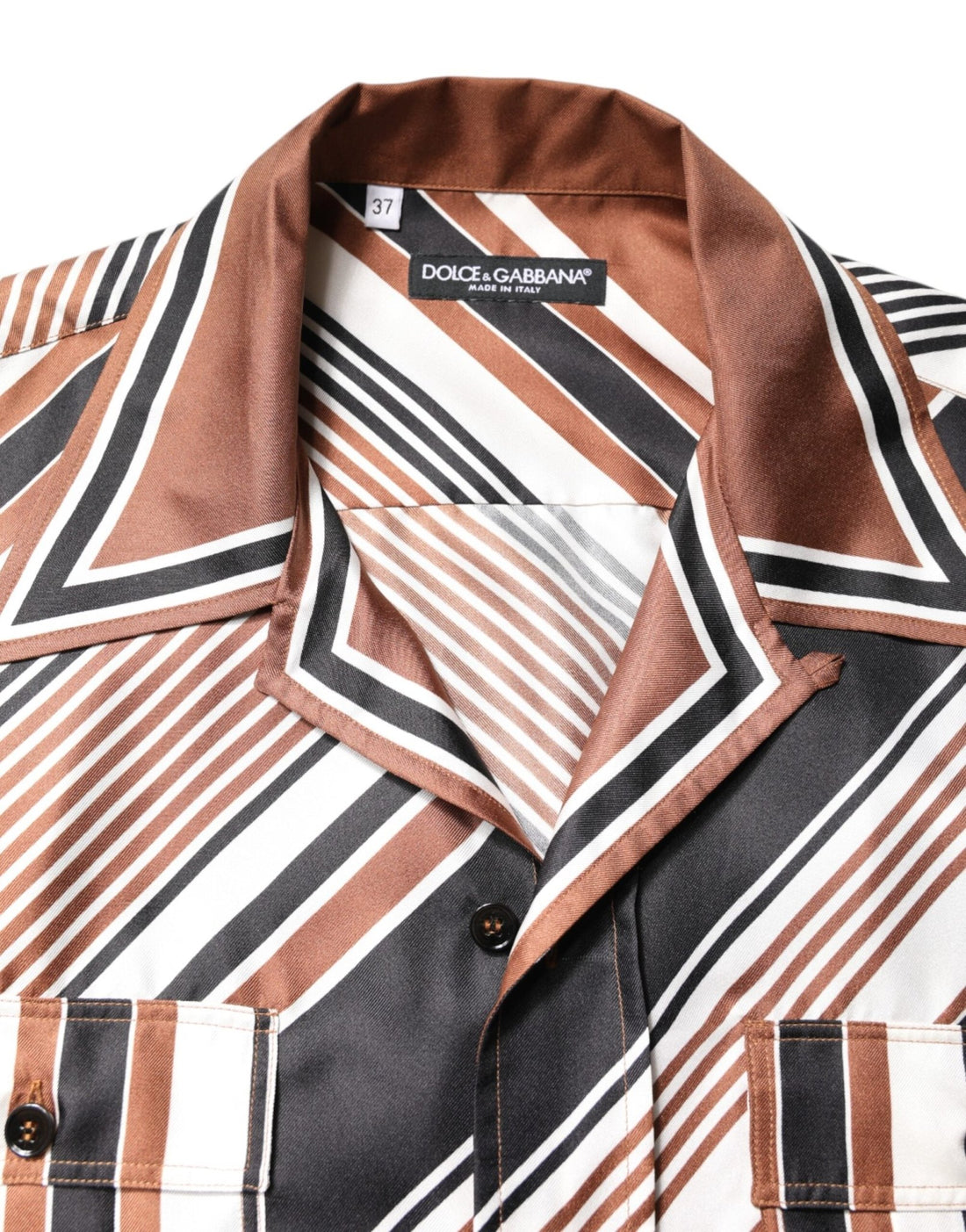 Dolce & Gabbana Multicolor Striped Silk Short Sleeves Shirt - RIMODA