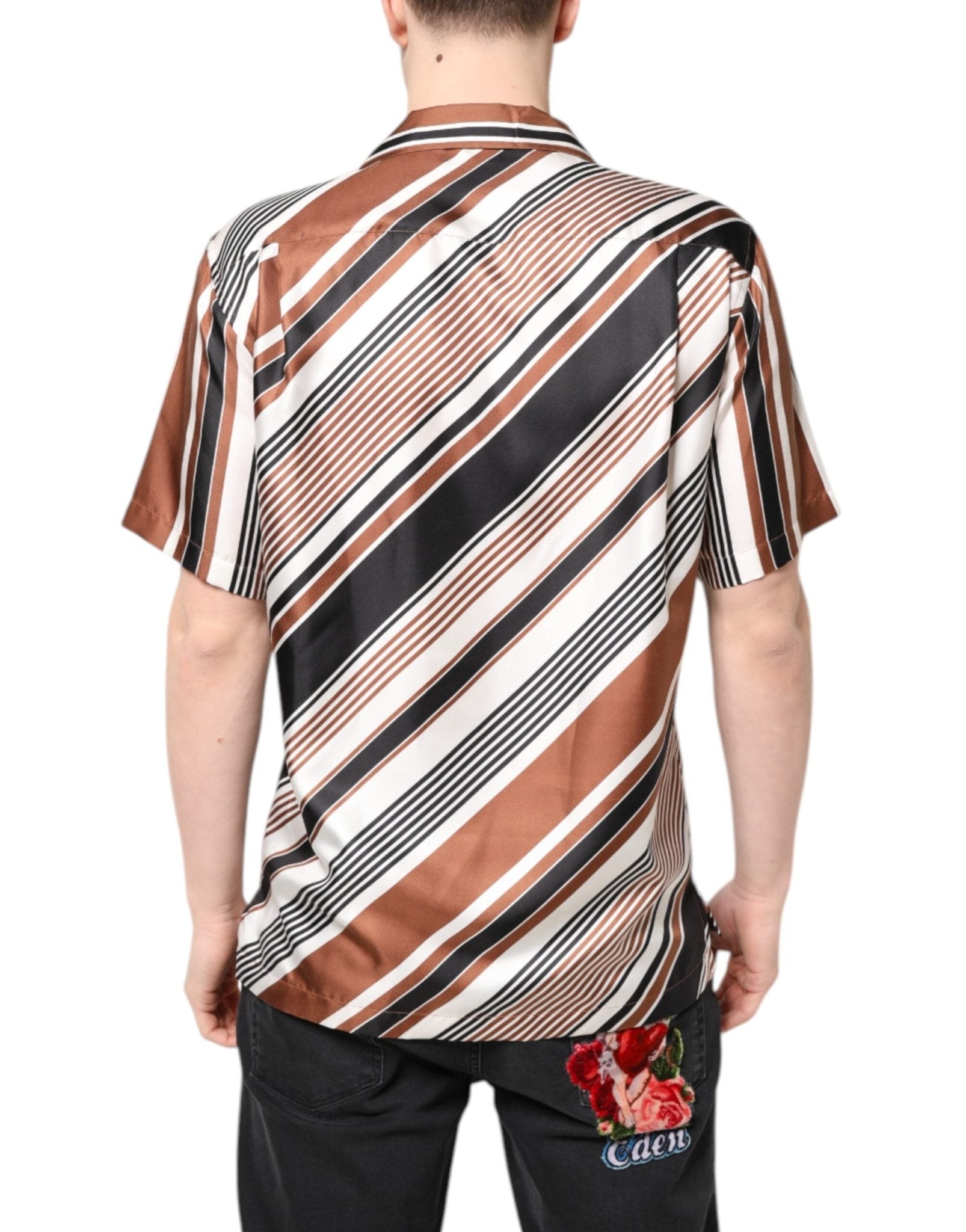 Dolce & Gabbana Multicolor Striped Silk Short Sleeves Shirt - RIMODA